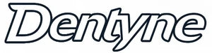 The Dentyne logo features the brand name in a sleek, italicized black font with a white interior, giving it a bold and modern look that suggests freshness and motion.
