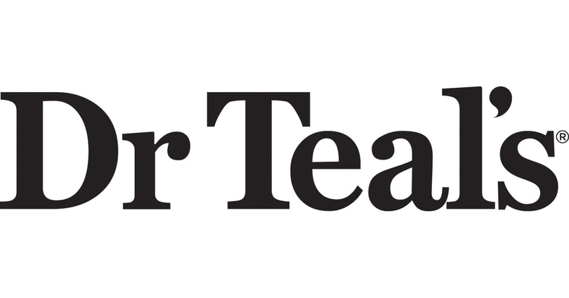 The Dr Teal’s logo features the brand name in bold, black serif font with a clean and classic design, conveying trust, simplicity, and wellness.
