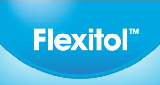 The Flexitol logo features the brand name "Flexitol" in bold white font centered on a smooth, gradient blue background with a curved underline, conveying a clean and clinical appearance.