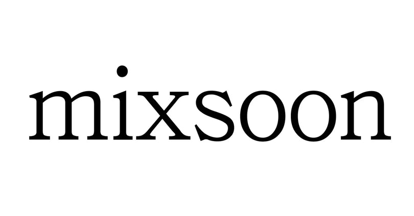 The Mixsoon logo shows “mixsoon” in simple black lowercase letters on a white background, with a small dot above the “i.”