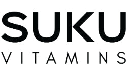 The SUKU Vitamins logo features bold, black uppercase text in a clean, modern font with “SUKU” above and “VITAMINS” below in smaller letters.