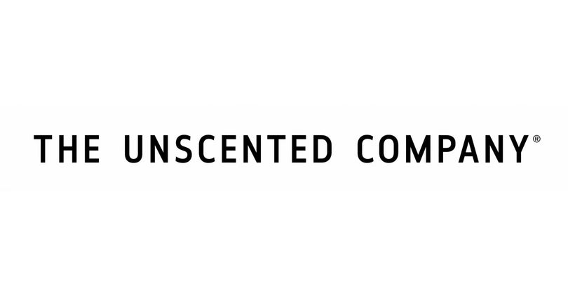 The Unscented Company logo displays the brand name in bold, uppercase black letters on a white background, using a clean and modern font.