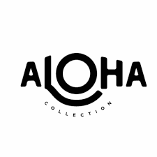 The ALOHA Collection logo shows “ALOHA” in bold black letters with a stylized circular “O” and curved line, with “COLLECTION” in small text beneath.