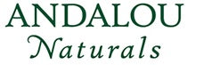 The Andalou Naturals logo features the brand name “ANDALOU” in bold, dark green uppercase letters above the word “Naturals” in a smaller, elegant script font, also in green.