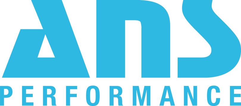 The Ans Performance logo features large, bold turquoise letters spelling “ANS” above the word “PERFORMANCE” in smaller capital letters, conveying strength, energy, and athletic focus.