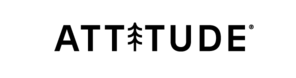 The Attitude logo features the word “ATTITUDE” in bold, black uppercase letters, with the first “I” replaced by a stylized tree symbol, reflecting the brand’s eco-conscious values.