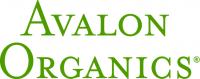 The Avalon Organics logo shows the brand name in green serif letters, symbolizing nature, freshness, and organic purity.