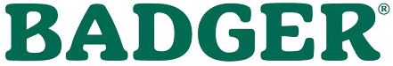 The Badger Balm logo shows the word “BADGER” in bold, dark green uppercase letters, symbolizing nature, strength, and trust.