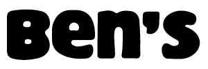 The Ben’s logo features bold, rounded black lettering spelling “Ben’s,” with a simple, playful style that is easy to read and emphasizes a strong, recognizable brand name.