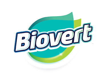 The Biovert logo shows the word “Biovert” in bold white letters outlined in blue, set against a green and teal leaf symbolizing eco-friendliness.