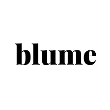 The Blume logo features the brand name “blume” in bold, all-lowercase black serif letters, reflecting a minimalist and modern aesthetic.