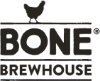 The Bone Brewhouse logo shows “BONE” in bold letters with a chicken silhouette above and “BREWHOUSE” below in a smaller font.