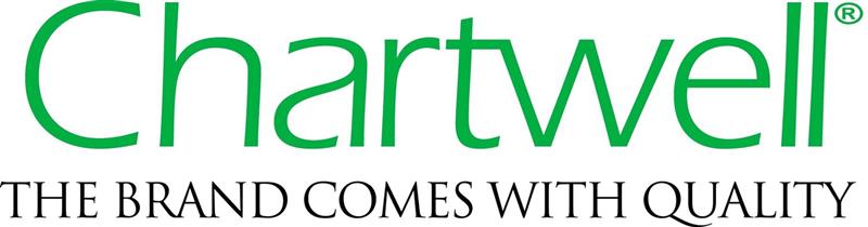 The Chartwell logo features the word “Chartwell” in bold green lowercase letters, with the tagline “THE BRAND COMES WITH QUALITY” in black uppercase serif font below it.