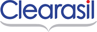 The CLEARASIL logo features the brand name in bold blue lowercase letters, with a red dot above the “i” and a grey curved underline, giving it a clean and modern appearance.