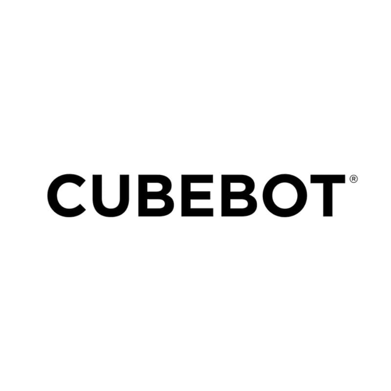 The Cubebot logo shows the word “CUBEBOT” in bold, black, all-caps lettering on a plain white background.