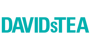 The DAVIDsTEA logo features bold teal lettering with “DAVID” and “TEA” in uppercase and a lowercase “s” in the center for a modern, distinctive look.