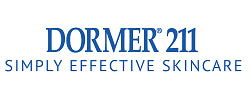 The Dormer211 logo shows “DORMER® 211” in bold blue text with the tagline “SIMPLY EFFECTIVE SKINCARE” below in smaller blue letters.