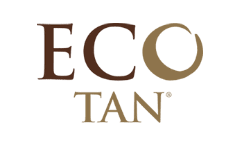 The Eco Tan logo shows the words “ECO TAN” in brown and golden-brown tones, with the “O” stylized like a rising sun, symbolizing natural and eco-friendly values.