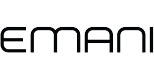 The Emani logo shows the word “emani” in a simple, modern black lowercase font with clean, rounded lines.