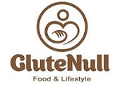 The GluteNull logo shows a brown emblem of a person holding bread above the word “GluteNull,” with the tagline “Food & Lifestyle” below.