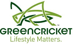The Green Cricket logo features a stylized green cricket above the brand name "GREENCRICKET" written in bold, green letters, with the slogan "Lifestyle Matters." underneath.