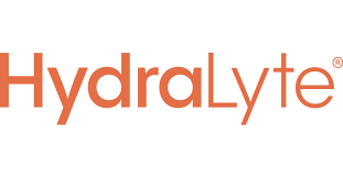The Hydralyte logo features the word “Hydralyte” in bold orange text with a clean, modern font and a distinctive capital “L” in the middle.