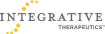 The Integrative Therapeutics logo shows the brand name in uppercase letters with a curved line of yellow dots arcing above, symbolizing balance and wellness.