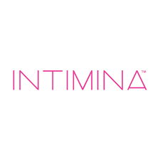 The Intimina logo shows the word “INTIMINA” in pink capital letters with the final “A” shaped like a triangle, giving it a modern, feminine look.