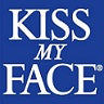 The Kiss My Face logo features the brand name in bold, white uppercase letters arranged over three lines (“KISS,” “MY,” and “FACE”) on a solid blue square background, creating a simple and classic design.