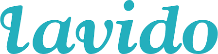 The Lavido logo shows the word “Lavido” in a smooth, turquoise cursive font with soft, rounded letters for a clean, natural look.