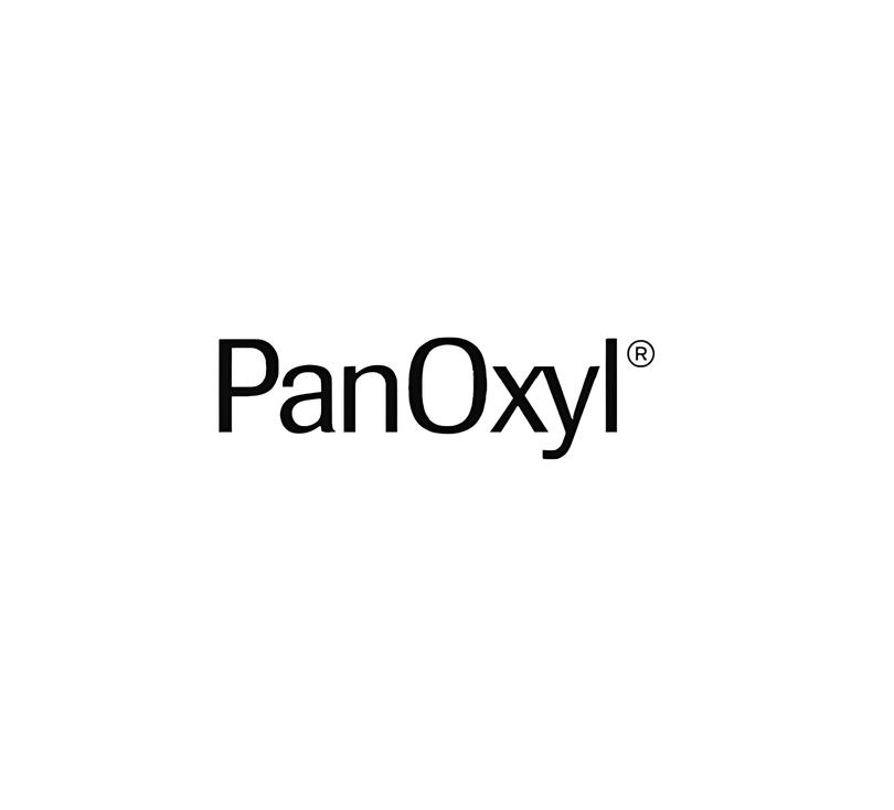 A simple black wordmark reading “PanOxyl,” with the capital “P” and “O,” followed by a small registered trademark symbol.