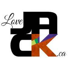 The loveJACK logo features the word “Love” in elegant script beside bold black letters “JACK,” with the letter “K” filled in with colourful, brush-style artwork and “.ca” in small text to the right.