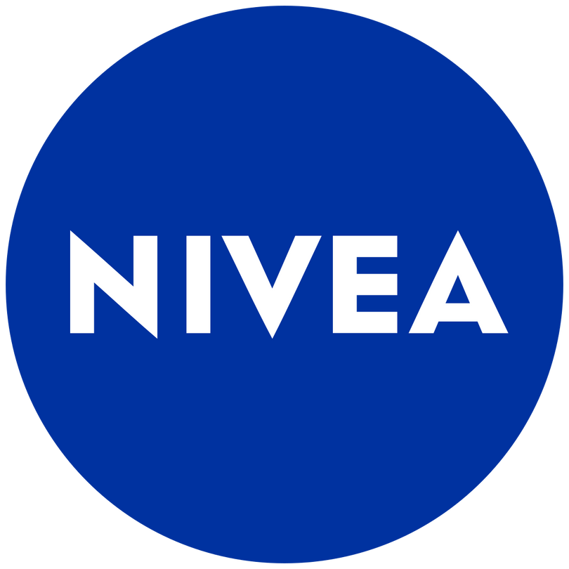 The NIVEA logo features the brand name “NIVEA” in bold, white, all-uppercase letters centered inside a solid blue circle.