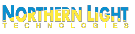 The Northern Light Technologies logo shows bold blue and yellow text with a rising sun motif, symbolizing light, energy, and wellness.