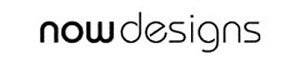 The Now Designs logo shows the brand name in lowercase black letters with a modern, minimalist font reflecting simplicity and elegance.