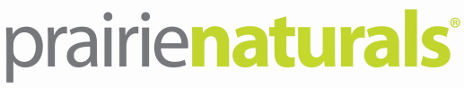 The Prairie Naturals logo shows the words “prairie” in grey and “naturals” in green lowercase letters, using a clean, modern font to reflect a natural theme.