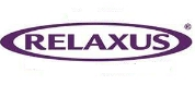 The Relaxus logo features the word “RELAXUS” in bold, uppercase purple letters enclosed within a horizontal purple oval outline, creating a clean and calming visual.
