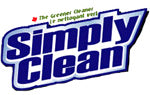 The Simply Clean logo shows bold blue text with a white outline and a small red maple leaf above, symbolizing its Canadian and eco-friendly identity.