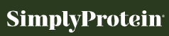The SimplyProtein logo features the brand name “SimplyProtein” in bold white serif font on a dark green background, conveying a clean and natural look.