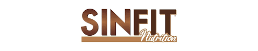 The logo displays the word “SINFIT” in large, bold capital letters with a brown-to-gold gradient, with the word “Nutrition” written in a smaller, flowing script style on the lower right, conveying strength, performance, and modern fitness branding.
