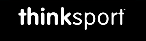 The Thinksport logo features the brand name “thinksport” in a clean, lowercase white font set against a solid black background, conveying simplicity, safety, and modernity.