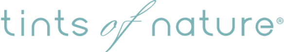 The Tints of Nature logo shows the brand name in a soft teal lowercase font with elegant, rounded letters, reflecting a natural and gentle aesthetic.