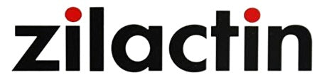 The ZILACTIN logo shows the brand name in bold black lowercase letters with red dots above each “i,” creating a clean and professional look.