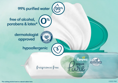 Pamper Purified Water Aqua Baby Wipes 336 Wipes benefits 