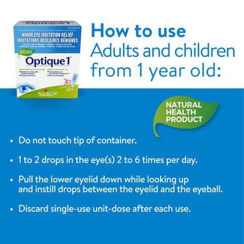 Boiron Minor Eye Irritation Relief Optique1 - 30 Single Use Doses of 0.4mL