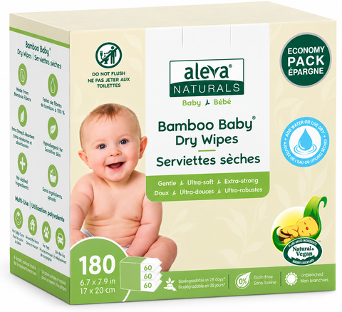 Aleva Naturals Bamboo Baby Dry Wipes
