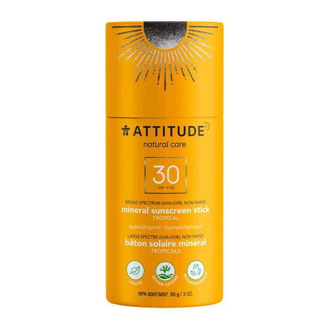 Expires April 2024 Clearance Attitude SPF 30 Mineral Sunscreen Stick 85g Tropical - YesWellness.com