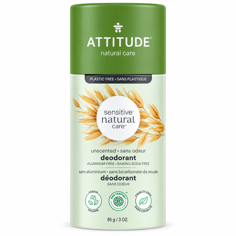 Attitude Sensitive Natural Care Plastic Free Oatmeal Baking Soda Free Deodorant 85g