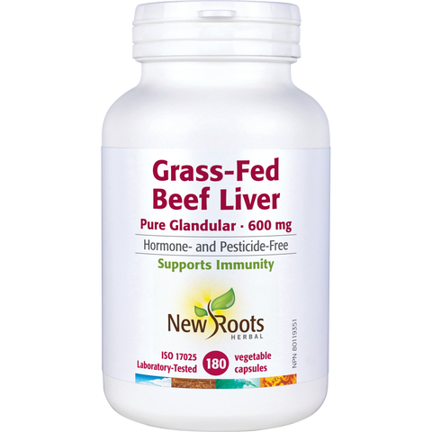 New Roots Grass-Fed Beef Liver Pure Glandular 600mg (Various Sizes)
