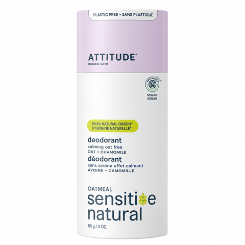 Attitude Sensitive Natural Care Plastic Free Oatmeal Baking Soda Free Deodorant 85g